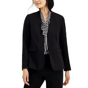 Bar III Black Open Front Boxy Blazer Plus Size 1X NWT Polished Career Jacket